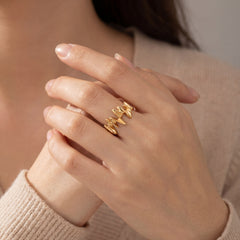 Solid 9k Yellow Gold 'Zig Zag' Ring