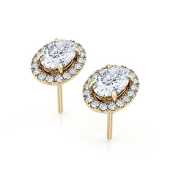 Oval Halo Diamond Stud Earrings
