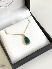 18k Yellow Gold Solid Opal & Diamond Pendant