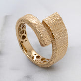 9k Yellow Gold Textured Wrap Ring