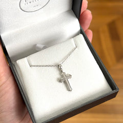 Men's 18k White Gold Matte Finish Orthodox Cross - Small