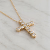 Ladies Yellow Gold Lab Grown Diamond Cross
