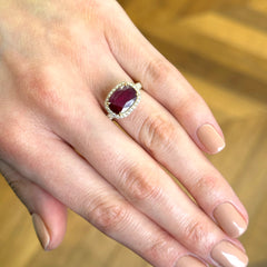 East-West Mozambique Ruby & Diamond Cocktail Ring