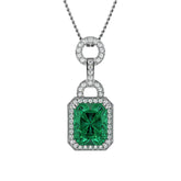 Emerald & Diamond Halo Pendant