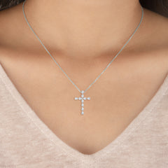 Pear Cut Lab Grown Diamond Cross Pendant