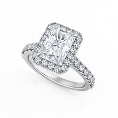 Radiant Cut Diamond Halo Engagement Ring