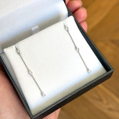 Delicate White Gold Diamond Drop Earrings