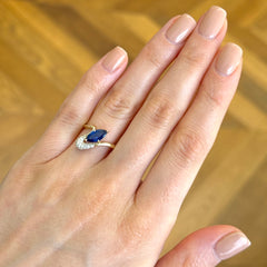 14k Yellow Gold Marquise Sapphire and Diamond Dress Ring