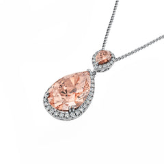 Morganite & Diamond Drop Pendant