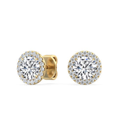 Round Lab Grown Diamond Halo Stud Earrings