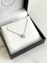 18k White Gold Round Lab Grown 1.00ct Diamond Solitaire Necklace