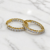 Yellow Gold Inside-Out Lab Grown Diamond Hoops - 2.70ct