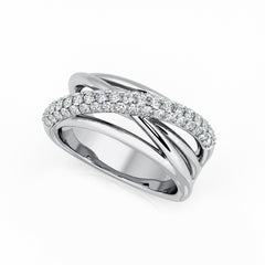 Multi Band Diamond Crossover Ring