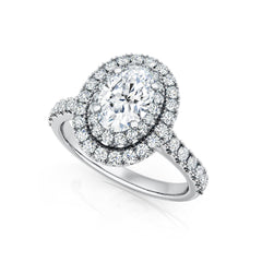 Double Halo Oval Diamond Engagement Ring