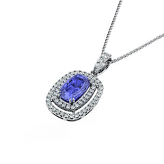 Tanzanite & Diamond Halo Pendant
