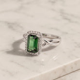 Green Tourmaline and Diamond Cocktail Ring