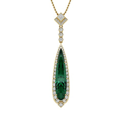 Green Tourmaline & Diamond Halo Pendant