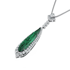 Green Tourmaline & Diamond Halo Pendant