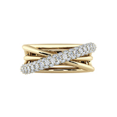 Multi Band Diamond Crossover Ring