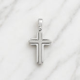 18k White Gold Men's Layered Cross Pendant