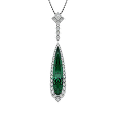 Green Tourmaline & Diamond Halo Pendant