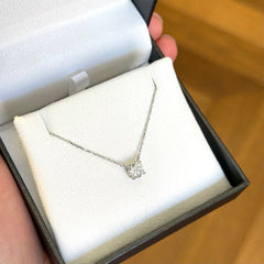 18k White Gold Round Lab Grown 1.00ct Diamond Solitaire Necklace
