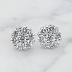 Natural Diamond Cluster Stud Earrings — 1.00ct