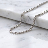 9ct White Gold Men's Cable Chain
