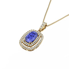 Tanzanite & Diamond Halo Pendant