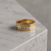 Men's Two Tone Rock Stud Wedding Ring