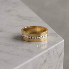 Men's Two Tone Rock Stud Wedding Ring