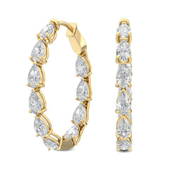 Pear Cut Lab Grown Diamond Hoop Earrings