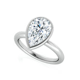 Pear Shape Lab Grown Diamond Bezel Set Engagement Ring