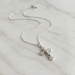 18k White Gold Orthodox Cross Necklace