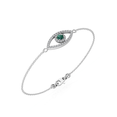 Diamond and Emerald Evil Eye Bracelet
