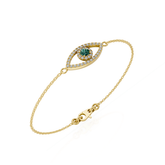 Diamond and Emerald Evil Eye Bracelet