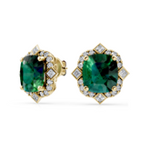 Lab Grown Emerald and Diamond Art Deco Stud Earrings