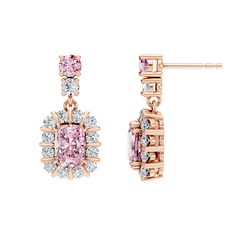 Lab Grown Pink Diamond Cluster Drop Earrings
