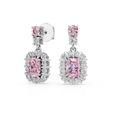 Lab Grown Pink Diamond Cluster Drop Earrings