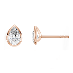 Bezel Set Lab Grown Pear Diamond Stud Earrings
