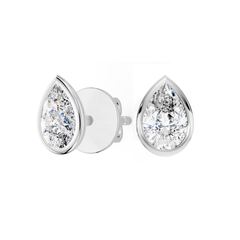 Bezel Set Lab Grown Pear Diamond Stud Earrings