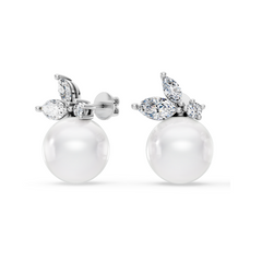 South Sea Pearl and Marquise Diamond Earrings