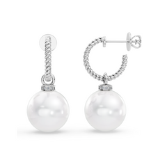 South Sea Pearl and Diamond Hoop Earrings