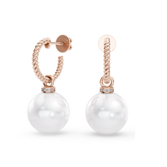 South Sea Pearl and Diamond Hoop Earrings