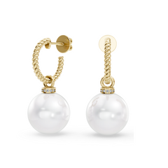 South Sea Pearl and Diamond Hoop Earrings