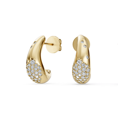 Abstract Gold and Diamond Dome Earrings