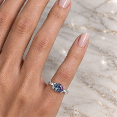 East West Oval Cut Alexandrite Pinky Ring