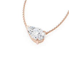 East-West Lab Grown Pear Diamond Solitaire Necklace