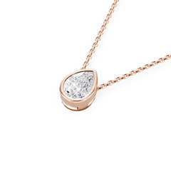 Bezel Set Lab Grown Pear Diamond Solitaire Pendant