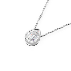 Bezel Set Lab Grown Pear Diamond Solitaire Pendant